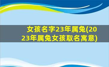 女孩名字23年属兔(2023年属兔女孩取名寓意)